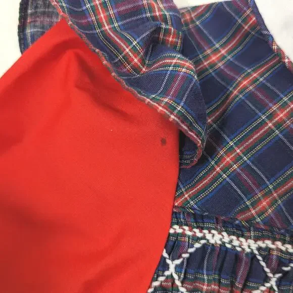 Vintage Princess Anne Dress Girls Size 4T Navy Plaid Smocked School - Picture 4 of 8